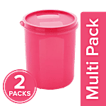 Mastercook Premium Round Plastic Container With Lid - Pink 2 x 700 ml Multipack