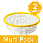 Ratan Plastic Basket Fruit & Vegetable Colander/Strainer Small, Yellow, Deluxe,13220PB 2 x 1.95 L Multipack
