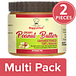 HappyChef 100% Natural Peanut Butter - Creamy, Unsweetened, No Added Sugar 2x340 g Multipack