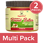 HappyChef 100% Natural Peanut Butter - Crunchy, Unsweetened, No Added Sugar 2x340 g Multipack