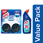 Harpic Power Plus Disinfectant Toilet Cleaner 1 L + Cistern Block - Flushmatic 100g Combo 2 Items