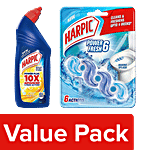 Harpic Power Plus Disinfectant Toilet Cleaner 1 L + Power Fresh 6 Toilet Rim Block 35 g Combo (2 Items)