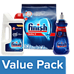 Finish Dishwasher Power Powder Detergent 1 kg + Rinse Aid 400 ml + Salt 2 kg Combo (Pack of 3)