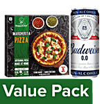 bb Combo Budweiser 00 Non-Alcoholic Beer 330ml + HappyChef Margherita Pizza-Large 310g Combo 2 Items