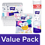 Bella Cotton Pads 80pcs (Get 30% Free)+Cotton Buds 200pcs+Cotton Cosmetic Balls 100pcs Combo 3 Items