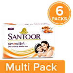 Santoor Bathing Soap - Almond & Milk 6 x 100 g (Multipack)