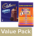 Cadbury Milkshake Mix, 200 g + Chocolate Health Drink - Bournvita, 750 g Combo Carton 2 Items