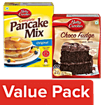 Betty Crocker Pancake Mix - Original, 500g + Cake Mix - Choco Fudge Rich Chocolate, 475g Combo Carton 2 Items