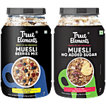 True Elements Fibre Rich Muesli For Breakfast + Cranberry Blueberry Muesli Fibre (each 1kg) Combo 2 Items
