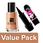 Elle 18 Kajal 3 ml + Lasting Glow Foundation 27 ml 04 Coral Combo 2 Items