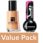 Elle 18 Lasting Glow Foundation 27 ml 03 Shell + Water Resistant Black Out Liner 5 ml Combo 2 Items
