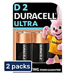 Duracell Alkaline Battery - D, Duralock Technology 2 x 2 pcs Multipack