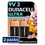 Duracell Ultra Alkaline Battery 9V 2 x 1 pc Multipack