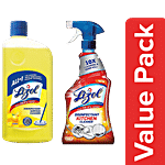 Lizol Disinfectant Floor Cleaner, Citrus 975 ml + Kitchen Power Cleaner Liquid Spray 450 ml Combo (Pack of 2)