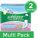 Whisper Ultra Soft Air Fresh Sanitary Pads - With Wider & Longer Back, XL 2x50 pcs (Multipack)
