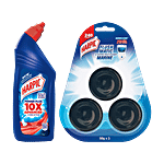 Harpic Disinfectant Toilet Cleaner, Original 1 L + Flushmatic Block, Marine,3 x 50 g Combo 2 Items