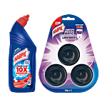 Harpic Disinfectant Toilet Cleaner, Original 1 L + Flushmatic Block, Lavender 3 x 50 g Combo 2 Items