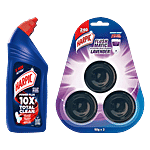 Harpic Disinfectant Toilet Cleaner, Original 1 L + Flushmatic Block, Lavender 3 x 50 g Combo 2 Items