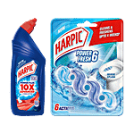 Harpic Disinfectant Toilet Cleaner, Original 1 L + Power Fresh 6, Marine Splash 35 g Combo 2 Items