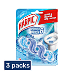 Harpic Power Fresh 6 Toilet Cleaner Rim Block, Marine Splash 3 x 35 g Multipack