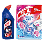 Harpic Disinfectant Toilet Cleaner, Original 1 L + Power Fresh 6, Floral Delight 35 g Combo 2 Items