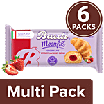 Bauli Moonfils -  Strawberry Flavoured, Centre Filled Puff Rolls, Italian Recipe, Soft 6x50 g Multipack