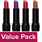 Elle 18 Color Pops Matte Lip Colour - Almond Butter + Crazy Red + Soaked Grape+ DeepPink Combo 4 Items