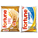 Fortune Fortune Chakki Fresh Atta 5 kg + Xpert Pro Sugar Conscious Edible Oil 1 L Pouch Combo 2 Items