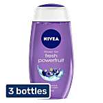 Nivea Fresh Powerfruit Shower Gel Body Wash With Antioxidants & Blueberry Scent 3x250 ml (Multipack)