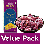 fresho! Mutton - Curry Cut 950 g + BB Royal Biryani Basmati Rice 950 g Pouch Combo 2 Items