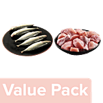 fresho! Chicken Curry Cut Without Skin 450g + Mackerel Fish Large Whole Cleaned 450g Combo 2 Items