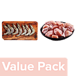 fresho! Chicken Curry Cut Without Skin 450g + Prawns, Peeled & Deveined 450g Combo 2 Items