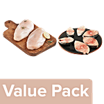 fresho! Chicken Breast - Boneless 450g + Seer Fish Large Steak/Slice 450g Combo 2 Items