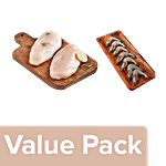 fresho! Chicken Breast - Boneless 450g + Prawns, Peeled & Deveined 450g Combo 2 Items