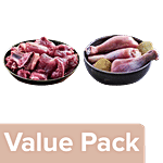 fresho! Mutton - Curry Cut 450g + Chicken Drumstick Without Skin 450g Combo 2 Items