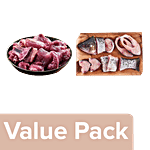 fresho! Mutton - Curry Cut 450g + Rohu Fish Large Curry Cut/Bengali Cut 450g Combo 2 Items