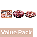 fresho! Chicken Curry Cut Without Skin + Mutton - Curry Cut + Rohu Fish Large Curry Cut Combo 3 Items