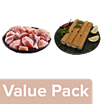 fresho! Chicken Curry Cut Without Skin 450g + Chicken Seekh Kabab Lime N Pudina 450g Combo 2 Items