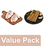 fresho! Chicken Breast - Boneless 450g + Chicken Seekh Kabab Lime N Pudina 450g Combo 2 Items