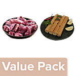 fresho! Mutton - Curry Cut 450g + Chicken Seekh Kabab Lime N Pudina 450g Combo 2 Items