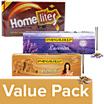 bb Combo Mangaldeep Sandal+Lavender Agarbatti,each 76 sticks + Home Lite Matchbox Big,1pc Combo 3 Items