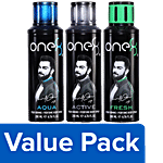 One8 By Virat Kohli Perfume Body Spray (Aqua, Fresh, Active), 200 ml Combo 3 Items