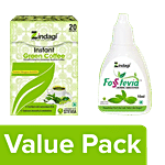 Zindagi Fosstevia Herbal Sweetner Drops 10ml+Instant Green Coffee With Lemon 20 Sachets Combo 2 Items