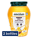 Anveshan A2 Desi Hallikar Cow Ghee - Vedic Bilona Churned From Curd, 1 L Each 2x1 L Glass Jar (Multipack)