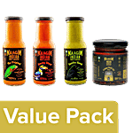 NAAGIN Indian Hot Chilli+Kantha Bomb+Bhoot Indian Sauce,Each 230g+Indian Spice 140g Combo 4 Items