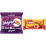 Britannia Treat JimJam Cream Biscuits 150 g + Treat Croissant - Mixed Fruit, Veg 47 g Combo 2 Items