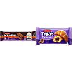 Britannia Bourbon Chocolate Cream Biscuits 150 g + Treat Croissant - Cocoa Creme 45 g Combo 2 Items