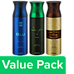 Ajmal Ajmal Blu & Sacrifice II & Wisal Dhahab Deo Spray - For Men (200 ml, Pack of 3) Combo 3 Items