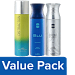 Ajmal Ajmal Distraction,Blu Homme & Evoke Silver Deos for Men & Women 200 ML each Combo 3 Items