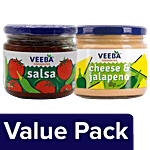 Veeba Salsa 360 g Dip - Cheese & Jalapeno 300 g Combo